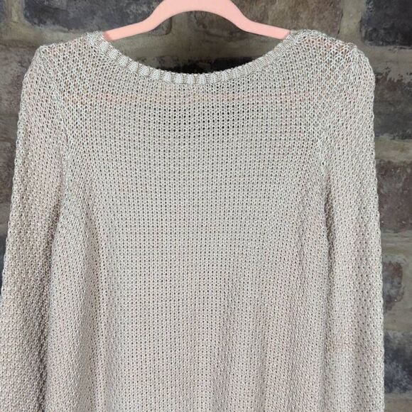 ANTHROPOLOGIE Moth Sweater Woman's Size Large Tan Shark Bite Hem Long Sleeve - Picture 7 of 12